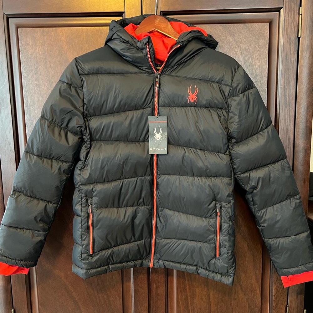 Spyder Kids Black and Red Puffer Jacket